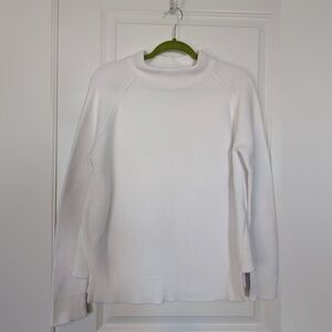 KINROSS Women’s Garter Stitch Funnel Sweater White Size Large